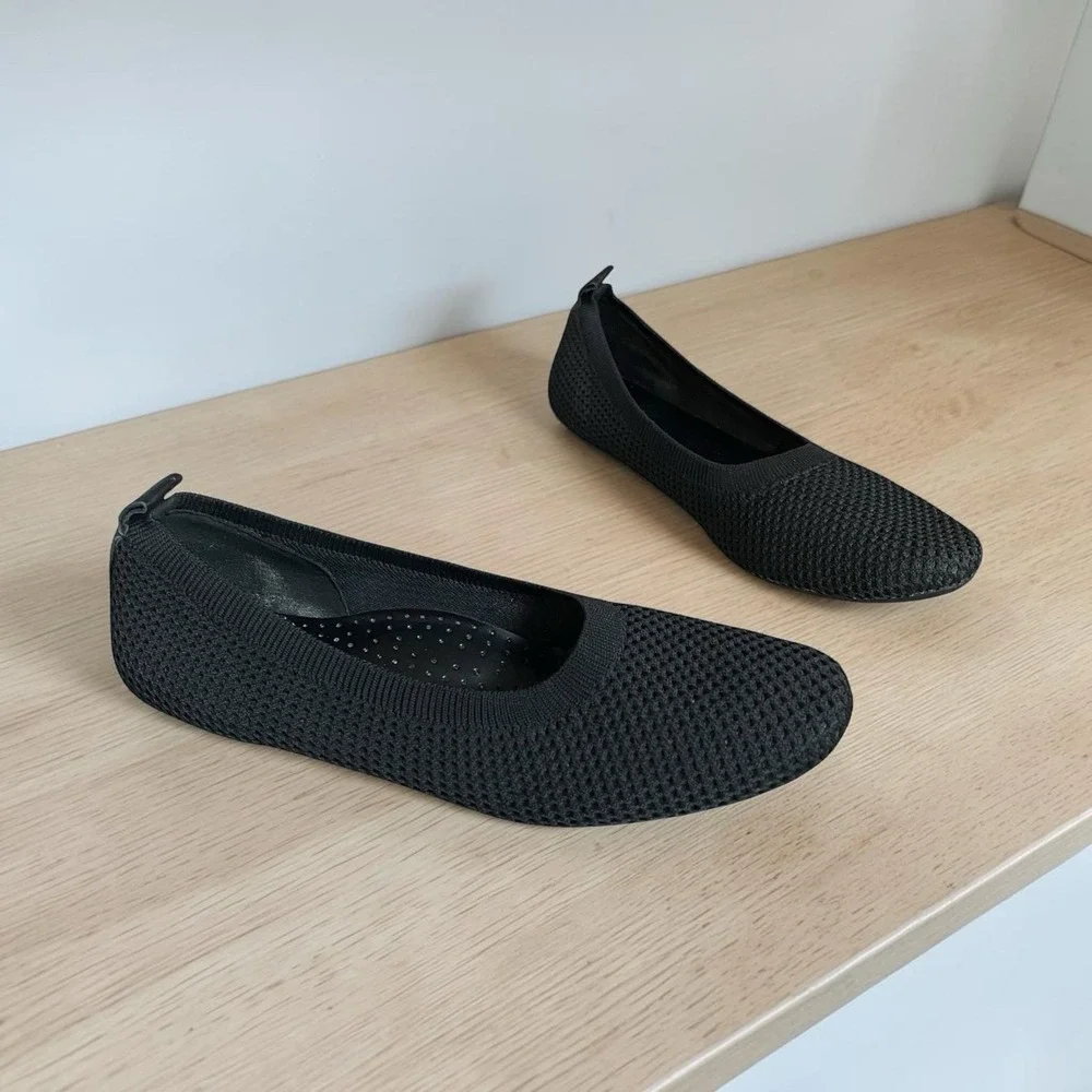 Vaneli Black Knit Ballet Flats Sz 9N Stretch Slip On Lightweight Flexible